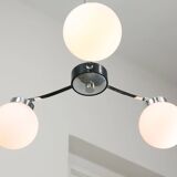 Mid-Century Italian Chrome and Opaline Chandelier