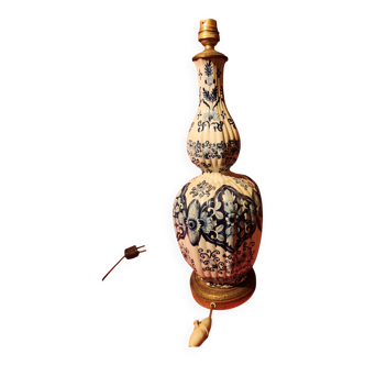 Antique ceramic lamp with brass or bronze base from the attic