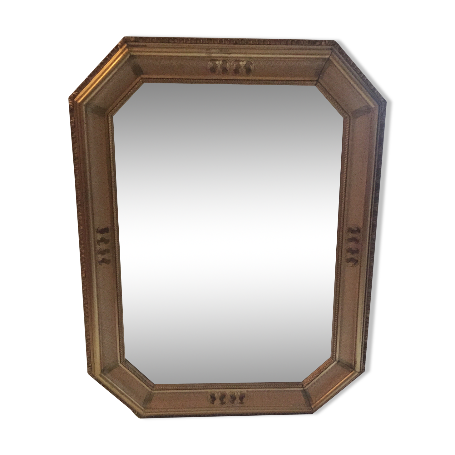 Octagonal mirror wooden gold 88 x 68 cm