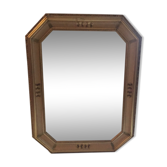 Octagonal mirror wooden gold 88 x 68 cm