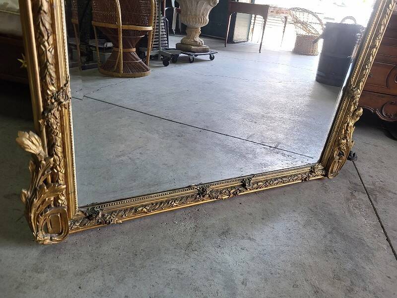 Large Louis XV gilded shell mirror from the 19th century