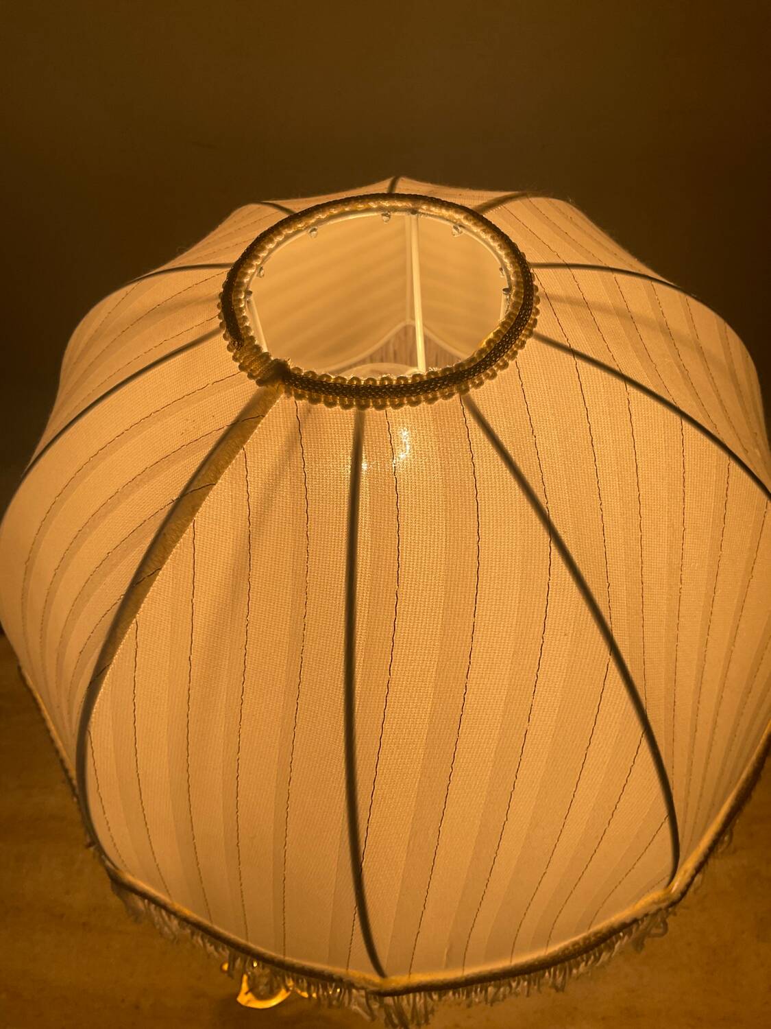 Vintage brass lamp with glass paste flower