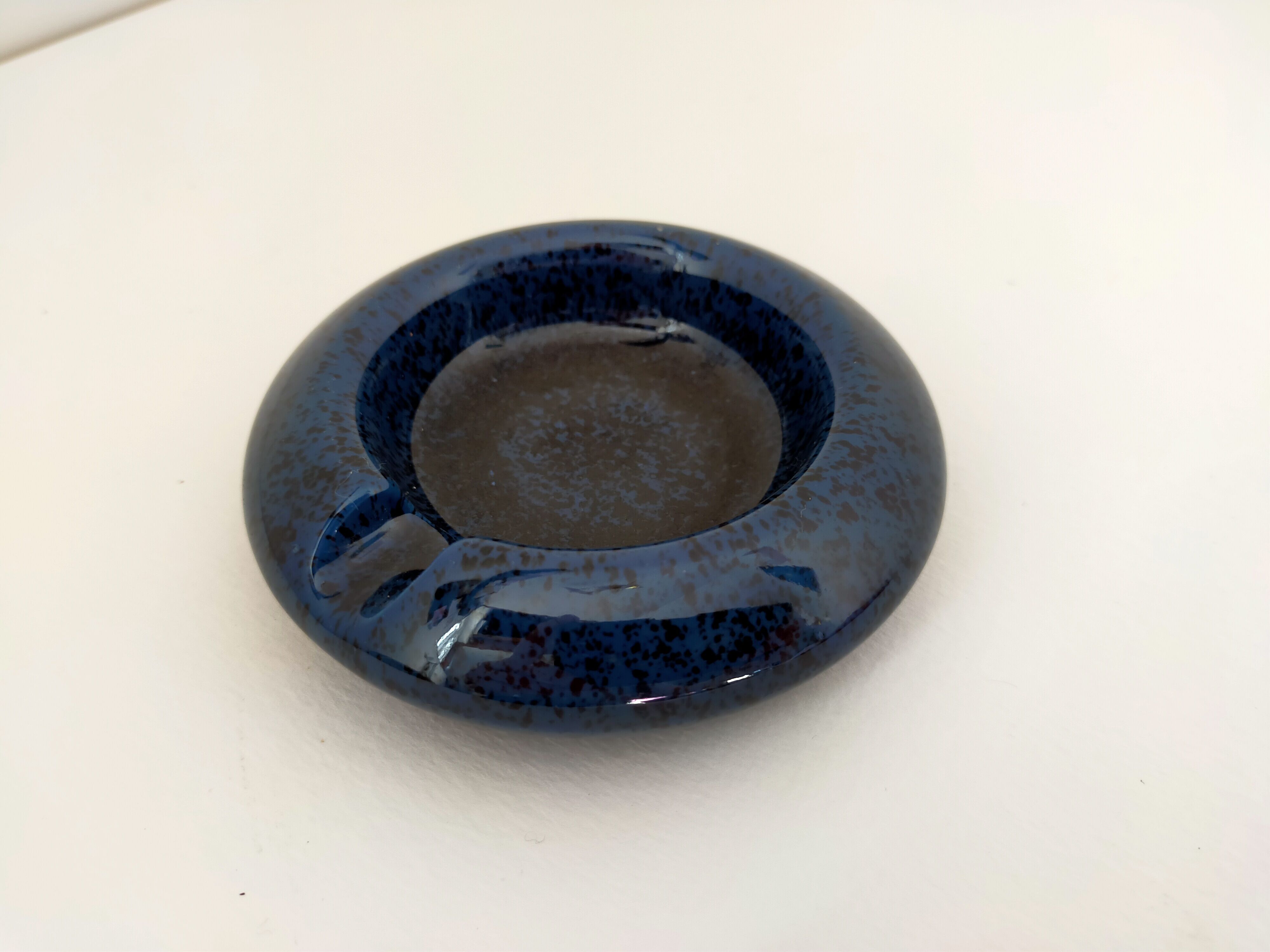 Vintage blue ashtray signed