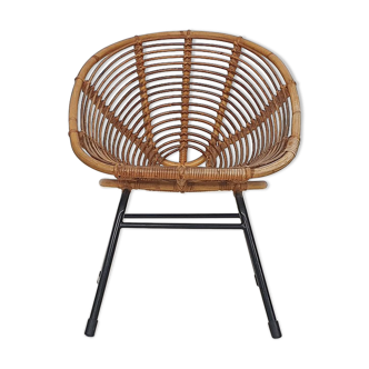 Rohe Noordwolde rattan lounge chair, The Netherlands 1950