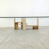 Table basse vintage en travertin, 1970