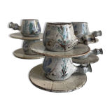 Service of 6 cups and saucers Gustave Reynaud – The Mulberry – Vallauri