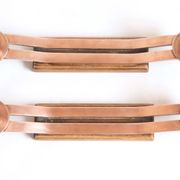 Pair of oak and copper bronze candlesticks