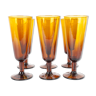 Lot de 6 flûtes à champagne en verre soufflé, couleur ambre