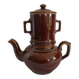 Vintage brown glazed ceramic teapot or herbal teapot