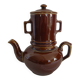 Vintage brown glazed ceramic teapot or herbal teapot