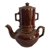 Théière ou tisanière vintage en céramique émaillée marron