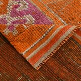 Orange & Pink Oushak Runner Rug, 103x325Cm