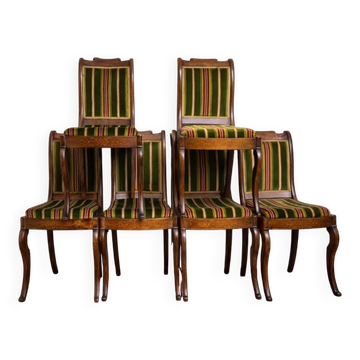 Set of 6 marquetry wooden chairs, Charles X Napoleon era – 19th century