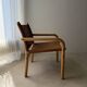 Danish safari armchair beech wood leather 1970s
