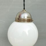 Art Deco opaline ball suspension with porcelain fastener