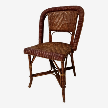 Old rattan bistro chair ROUSSEAU with plate