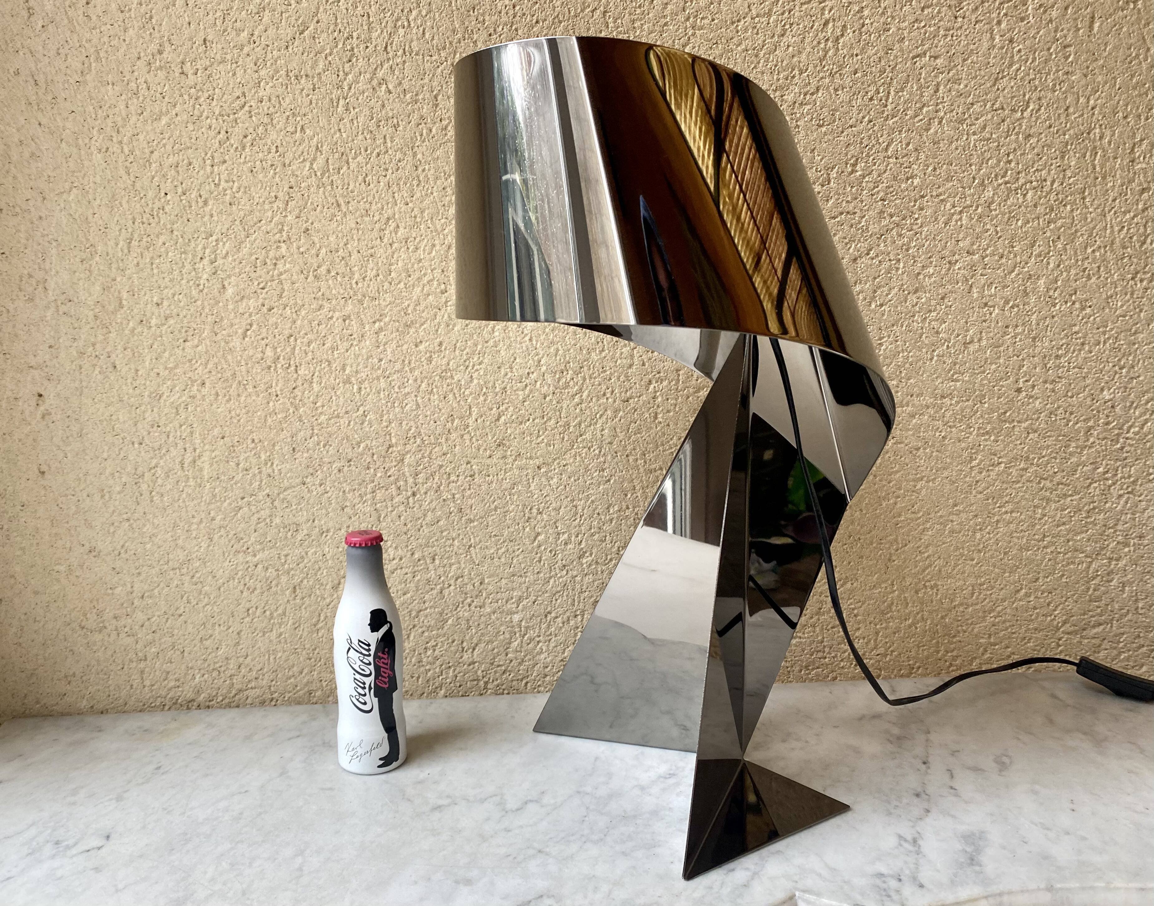 Ribbon salon lamp design Claire Norcross limited edition chrome brown