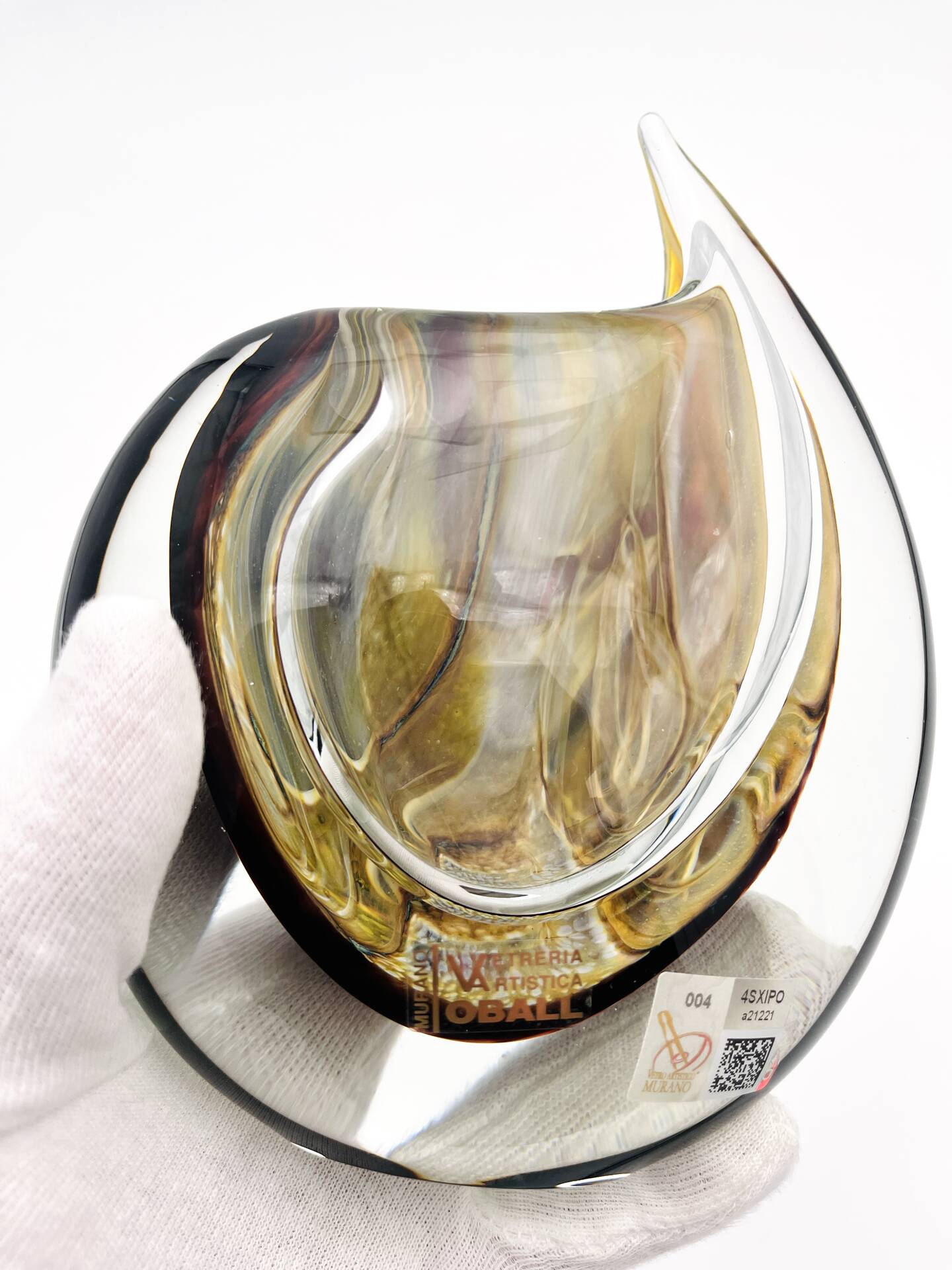 Vase Sculpture Murano Sommerso Michele Onesto Oball Art Glass Signed