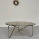 Table basse tubulaire et verre fumé design français année 60 vintage