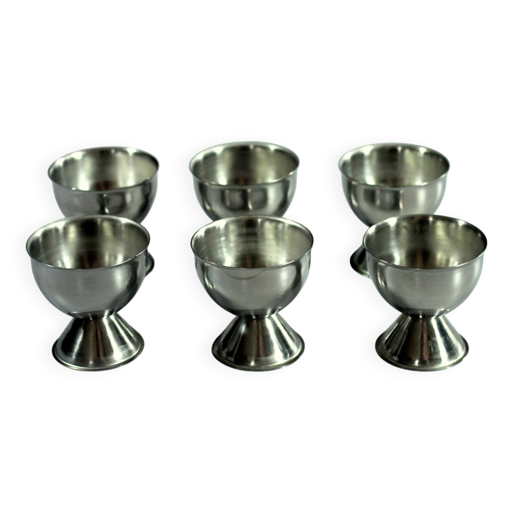 6 stainless steel egg cups - Vintage