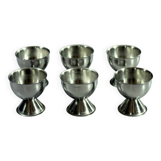 6 stainless steel egg cups - Vintage