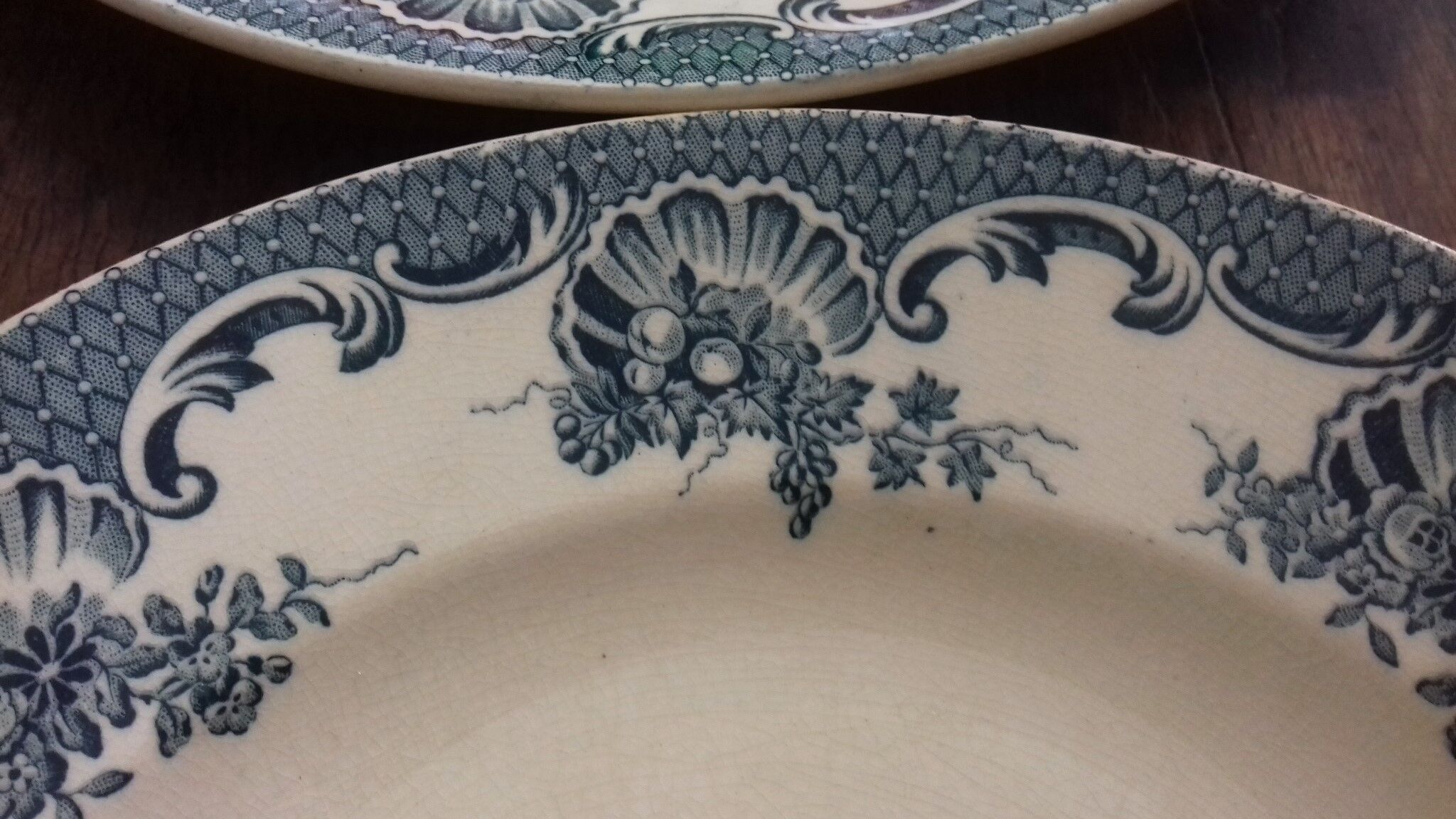 Lot 10 plates Plate Terre de Fer Bleu Moulin des Loups La Vallière