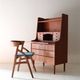 Tall mid-century teak secretary desk / Danish modern design / 1960s