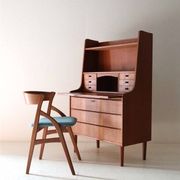 Tall mid-century teak secretary desk / Danish modern design / 1960s