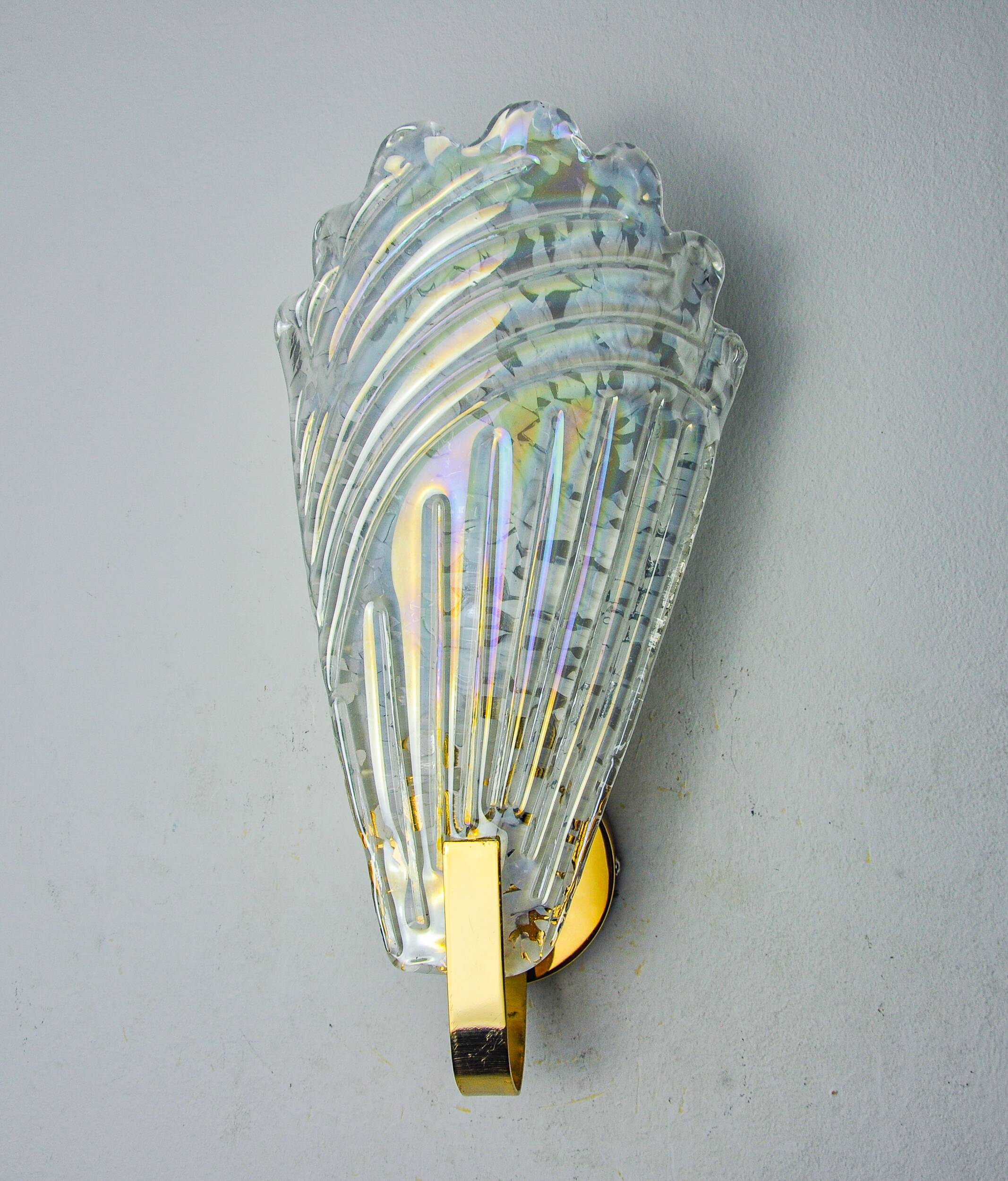 Frosted leaf wall lamp, Murano glass, Italy, 1970