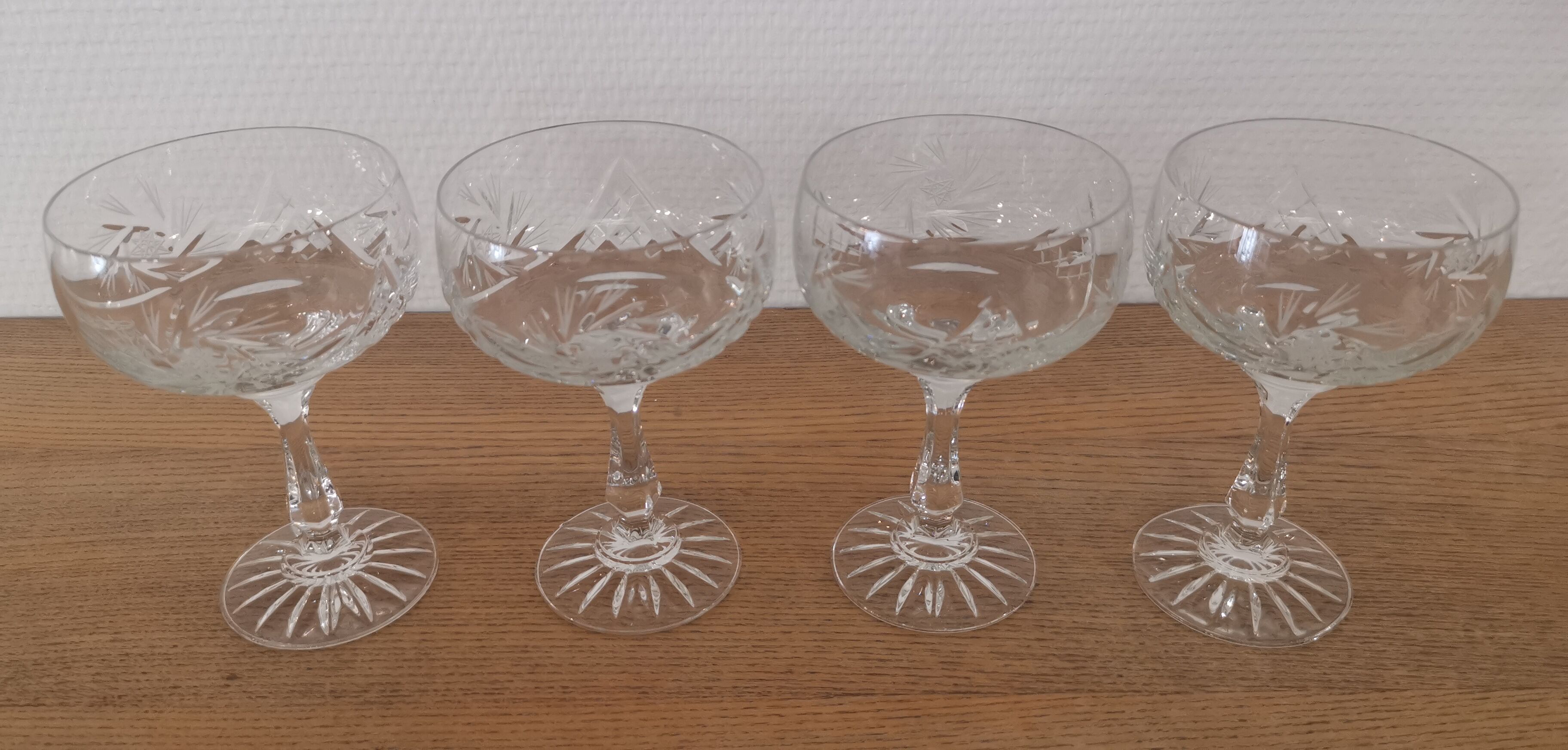 Cut crystal champagne glasses