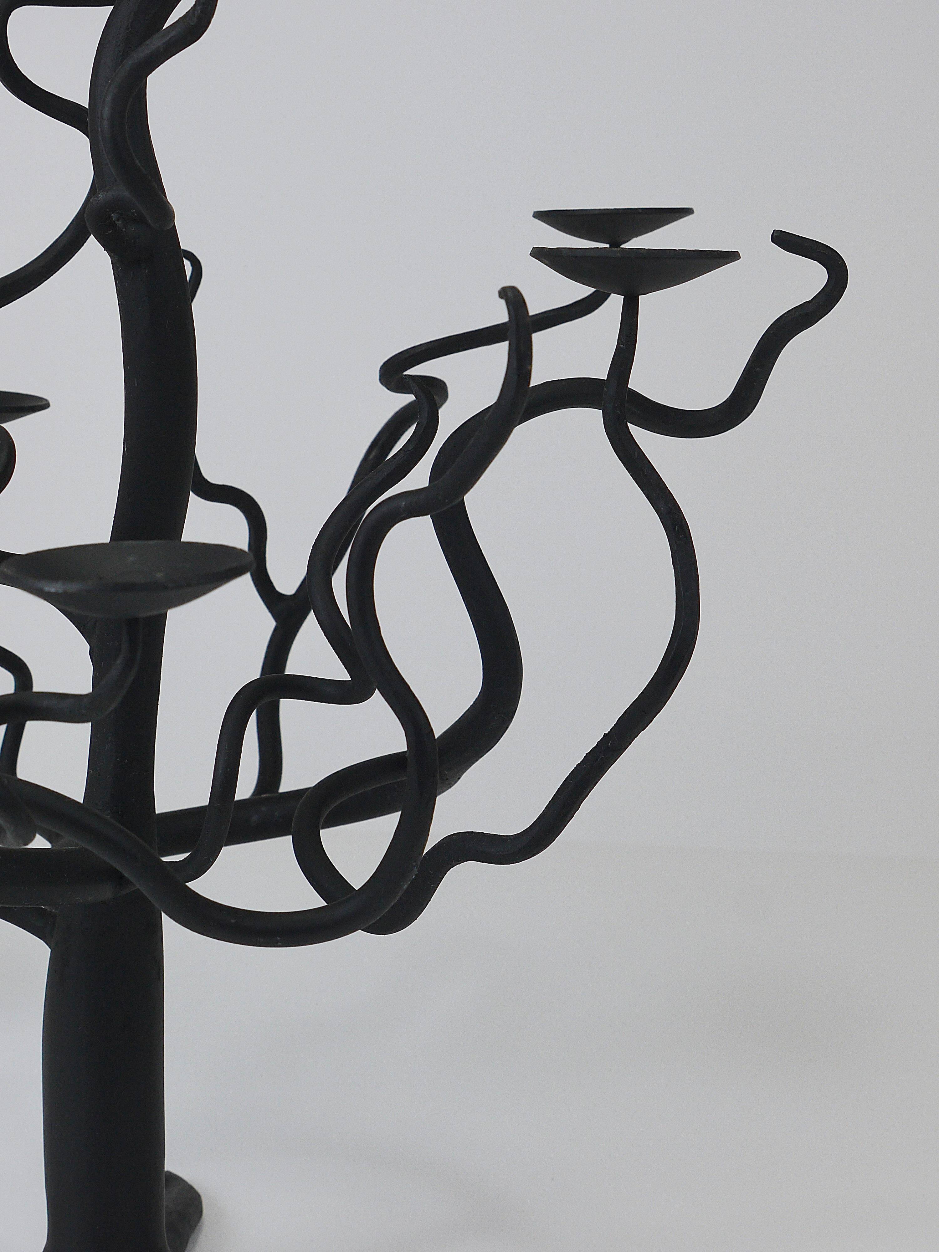 Brutalist Sculptural Chandelier Tree of Life Hand-Forged, 1970s