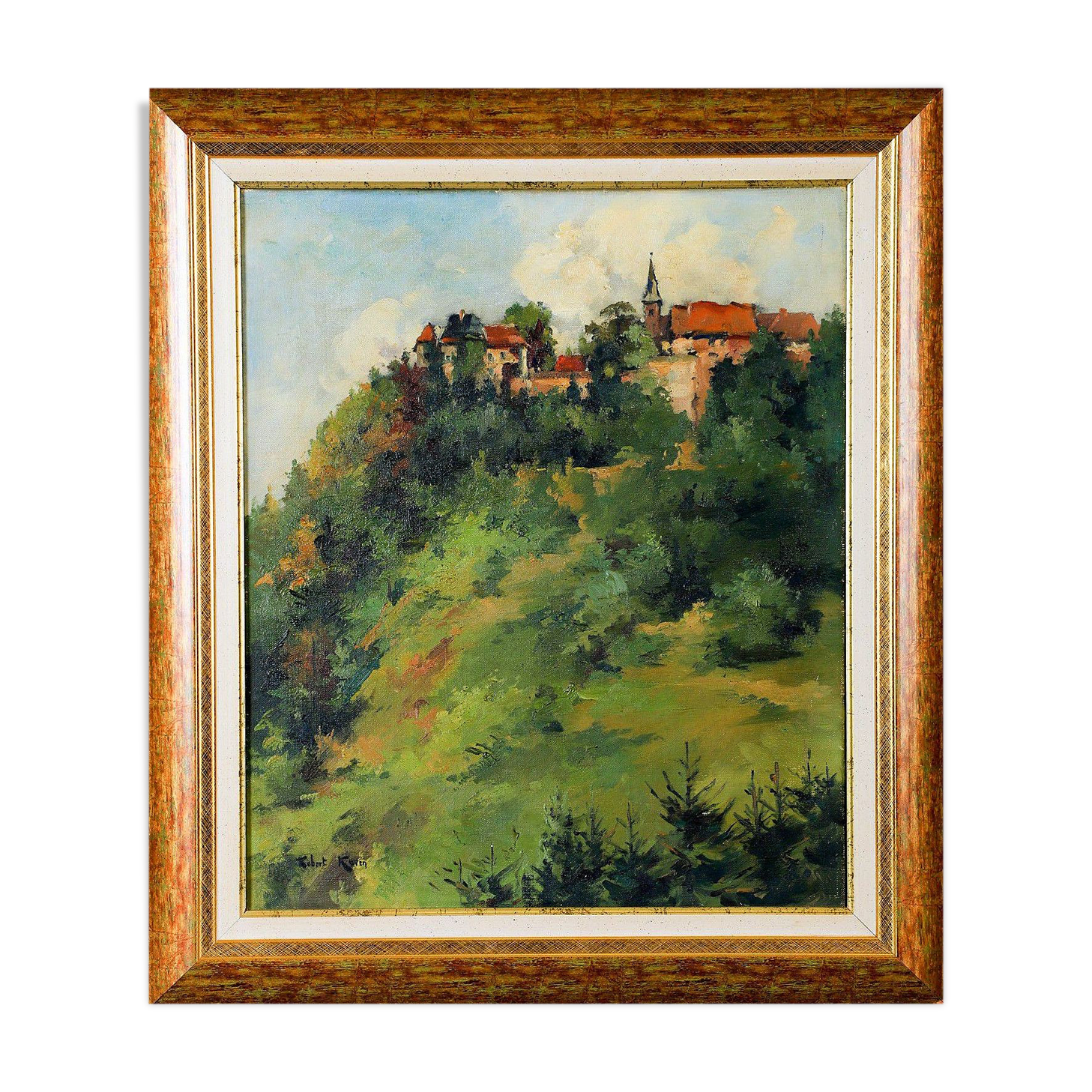 Painting by Robert KUVEN – Oil on canvas [ HST ] – Landscape HEILIGENBERG in ALSACE