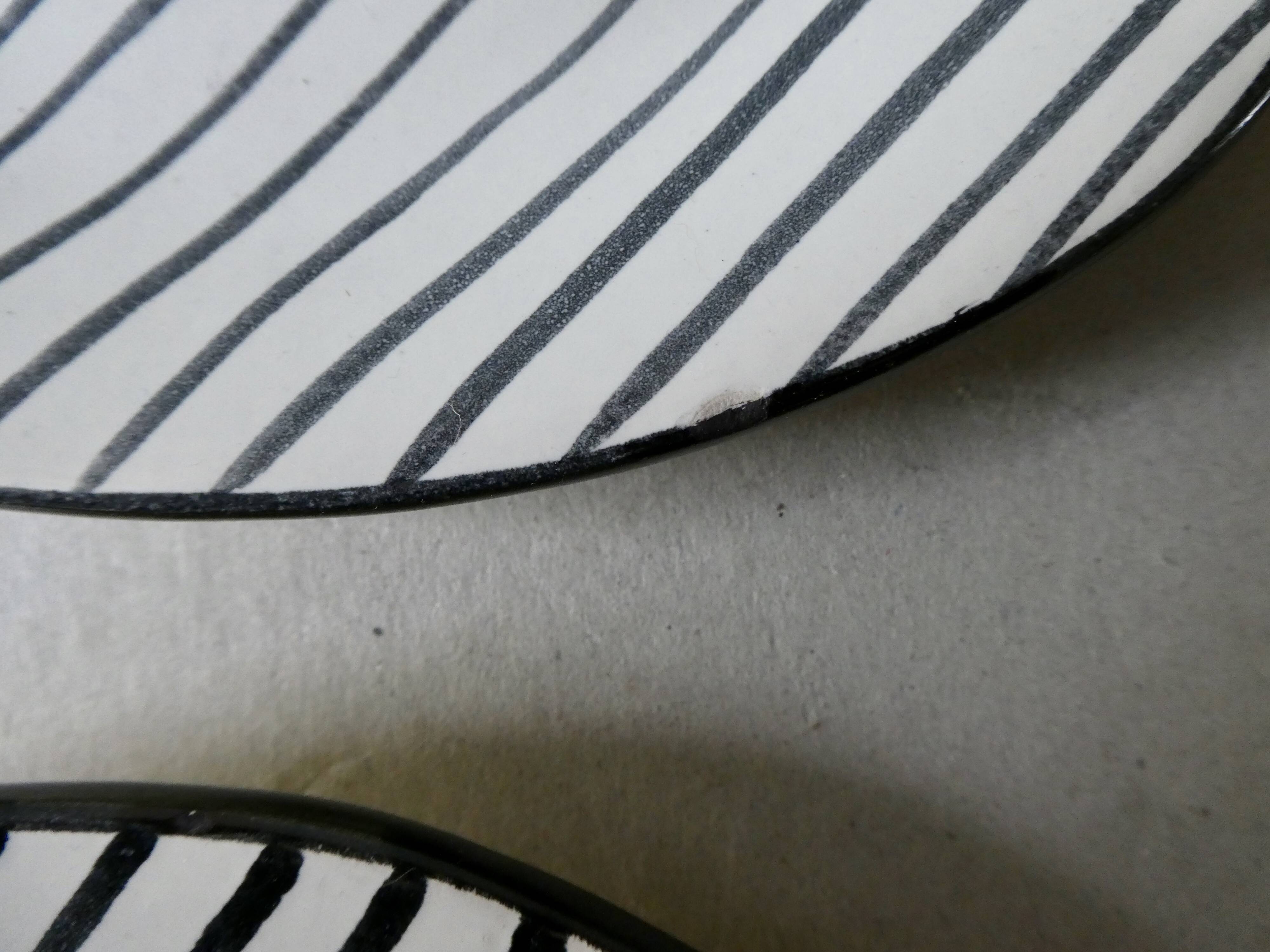 Set of 6 flat ceramic plates, free form, 50s