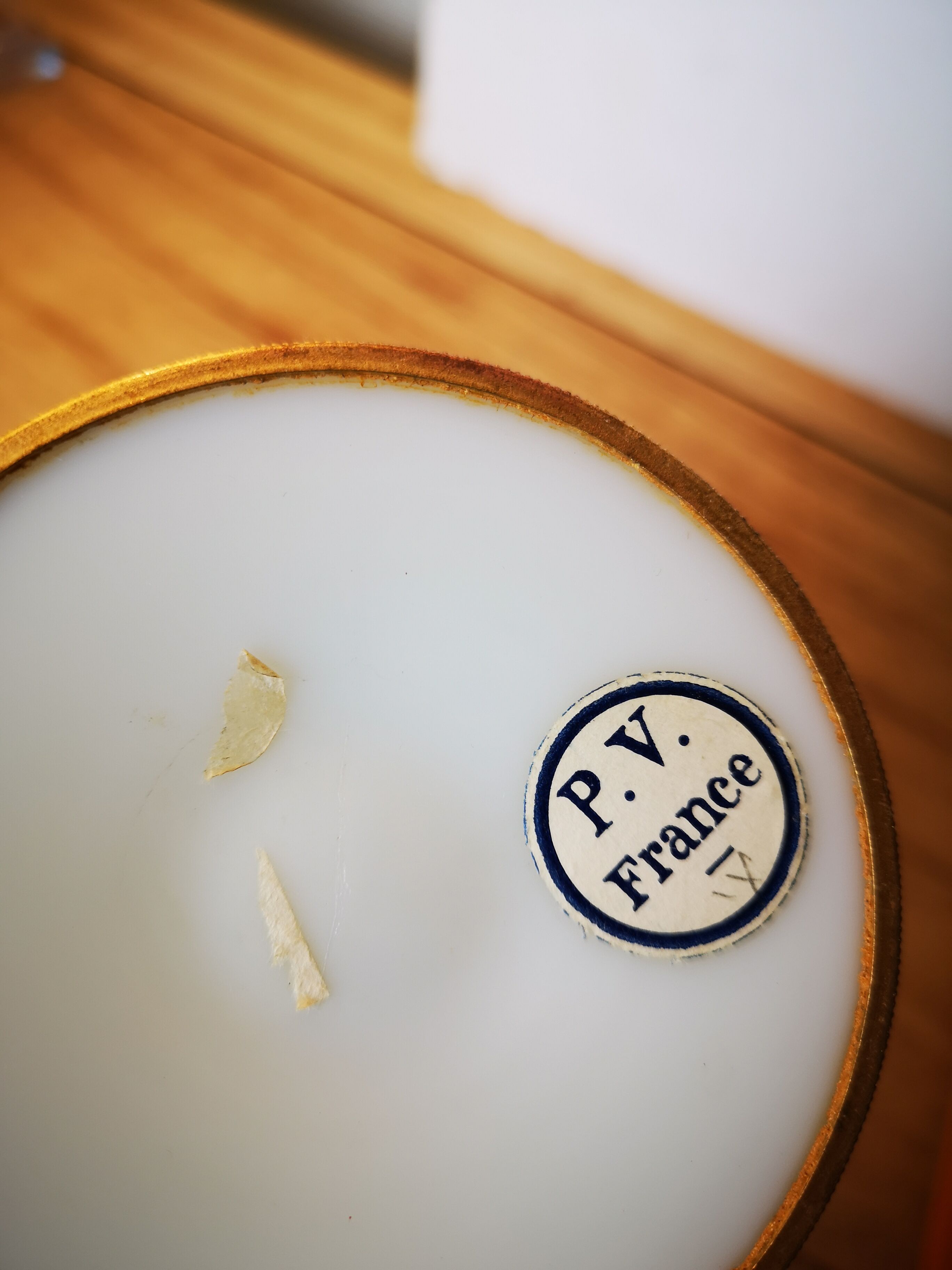 Vintage glass cut with white brass opaline