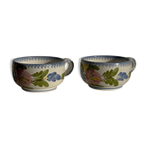 Lot de 2 tasses en faïence bleues Quimper H6,5 D15