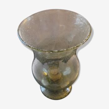 Vase photophore en verre Biot vert translucide