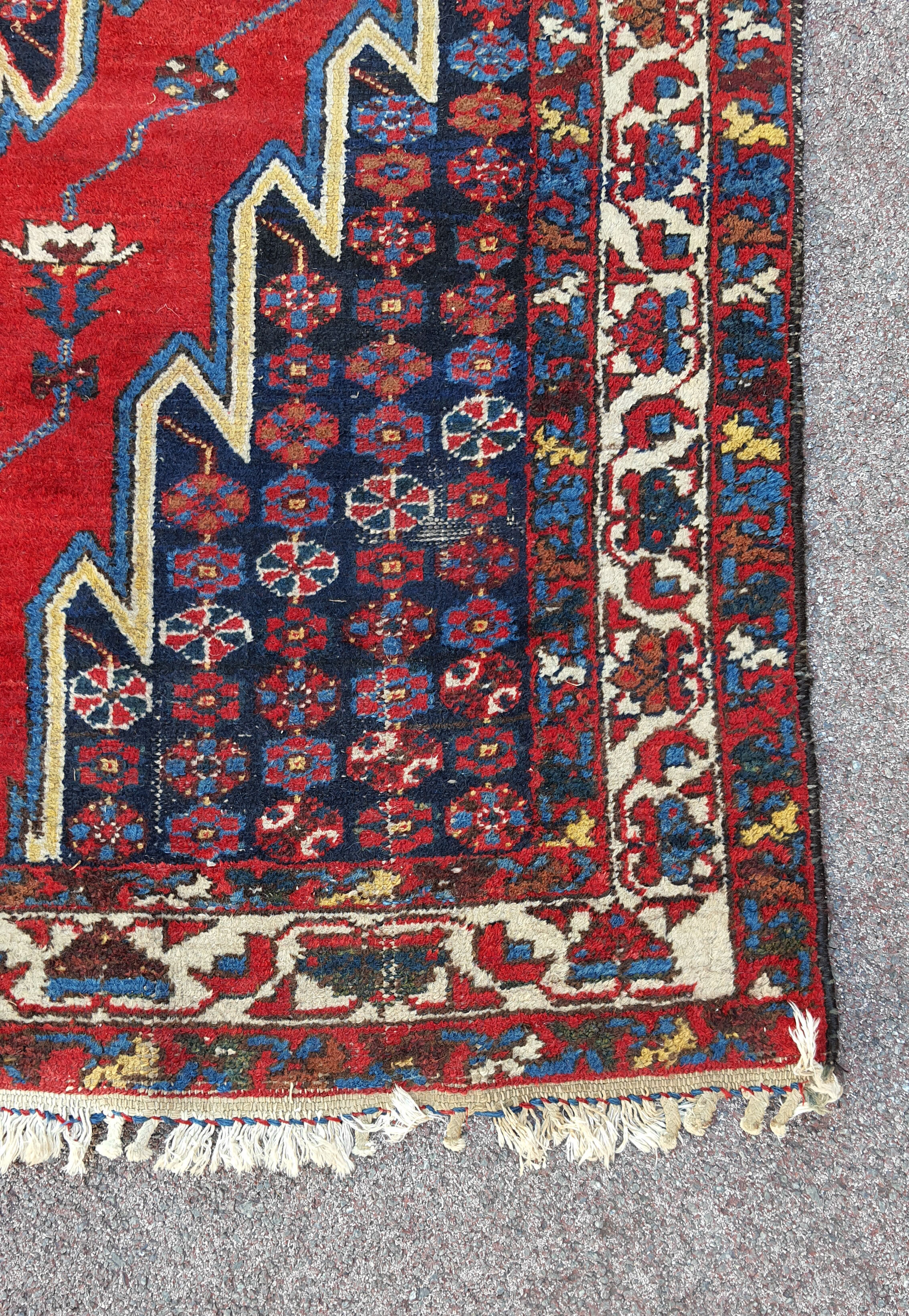Antique handmade wool carpet, Mazlagan Iran 194 cm