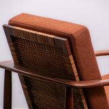 Mid-century easy chair in teak and cane circa 1970
