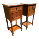 Pair of wooden and white marble bedside tables circa 1900