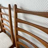 4 Scandinavian chairs, teak with boucle seats.