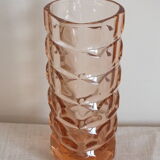Vintage faceted pink glass vase