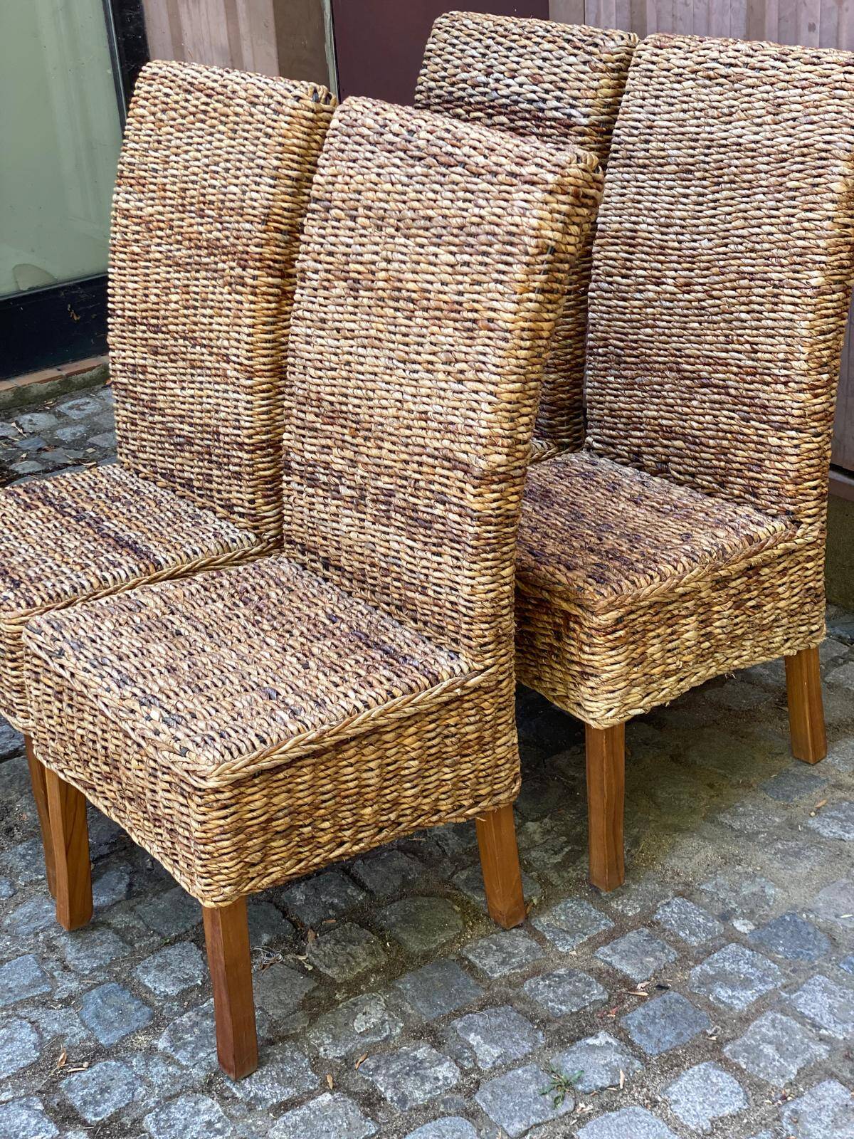 4 chaises de salle à manger en jonc de mer abaca ou bananier