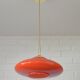 Vintage Orange Glass Pendant Light MCM Space Age Style Hanging Lamp 1970's