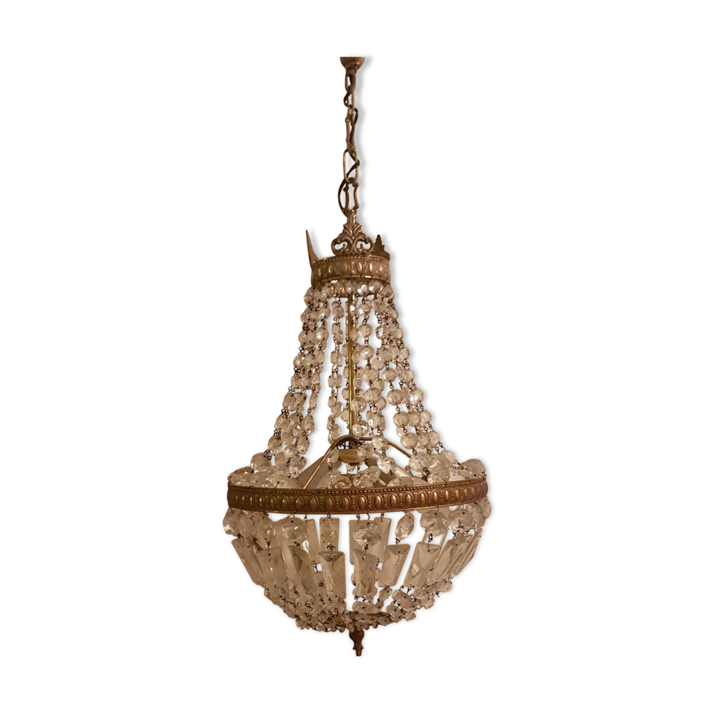 Lustre montgolfière à pampilles | Selency