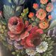 Basket in painted sheet metal Napoleon III signed black background and flowers
