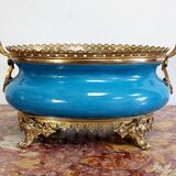 Planter in glazed porcelain and gilded bronze late nineteenth