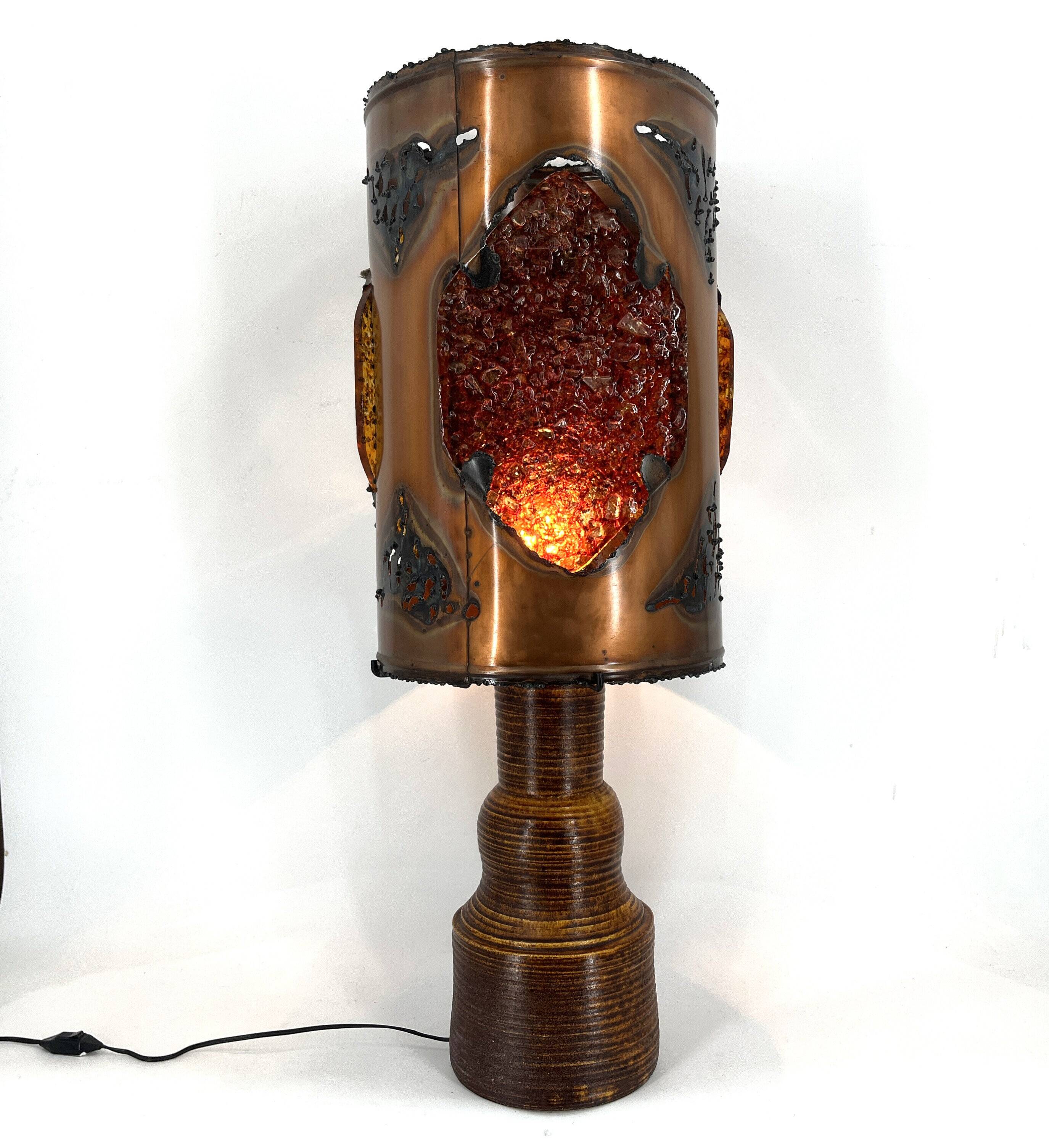 XL table lamp by Potterie D'Accolay, 1970s