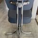 Swivel office chair in Roneo style, grey faux leather with vintage chrome.