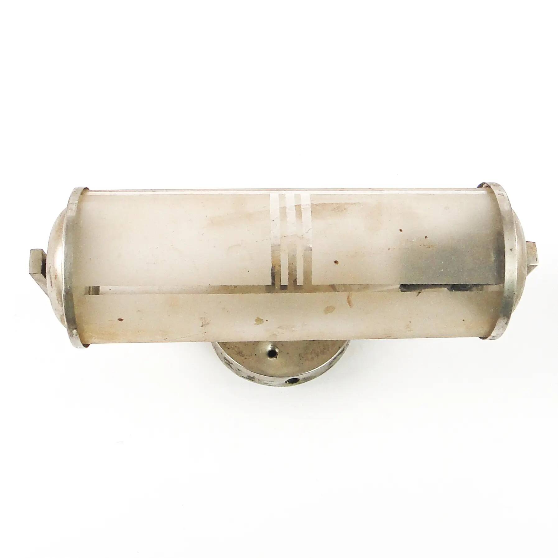 Art Deco wall lamp, chromed brass, Czechoslovakia, 1950s