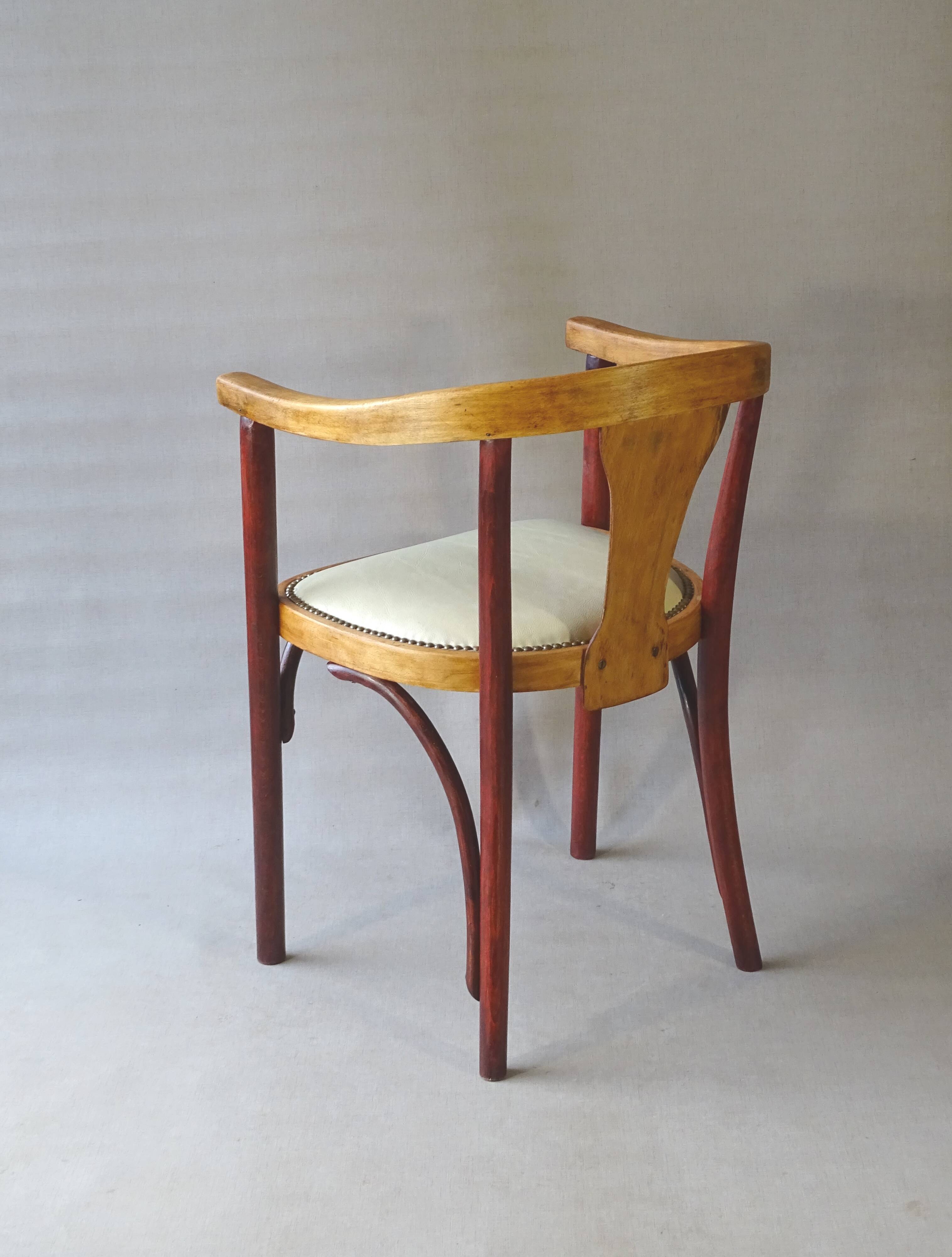 Thonet Art Deco armchair 1930, No. A 967 F, leather saddle.